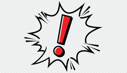 Naklejka premium Attention grabbing red exclamation mark in comic style speech bubble