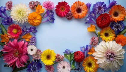 floral frame a vibrant floral frame showcases a beautiful array of colorful flowers with a clean and elegant composition