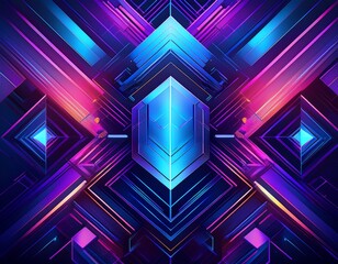 abstract geometric abstraction a captivating display of abstract geometric shapes and lines illuminated by vibrant blue and purple hues forming an intricate intersection