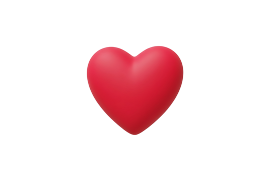A vibrant three-dimensional red heart symbol, representing love and affection isolated on transparent background - Powered by Adobe