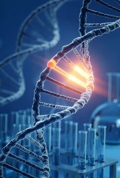 Genetic Mutation Visualization: Base-Pair Alteration with Glowing Effect in DNA