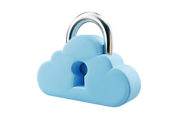 Secure cloud computing concept showing a padlock and keyhole for data protection isolated on transparent background