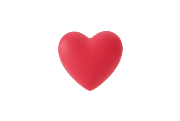 A prominent 3d red heart symbolizing love and passion on a minimalist isolated on transparent background