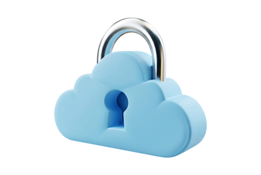 Secure cloud computing concept showing a padlock and keyhole for data protection isolated on transparent background - Powered by Adobe
