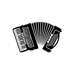 Accordion musical instrument in minimalist black and white design  