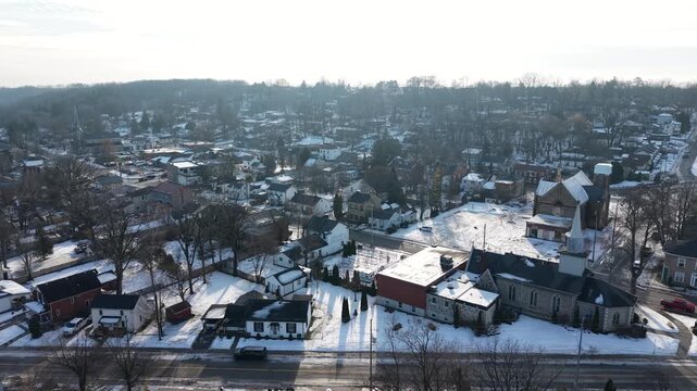 Aerial Winter Drone Views of Paris, Ontario, Canada