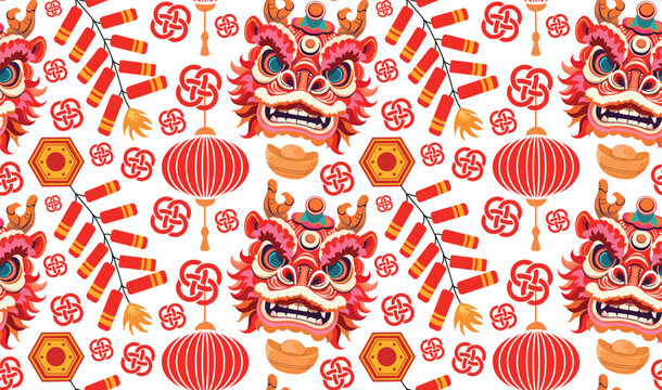 Chinese Dragon Festive Seamless Pattern