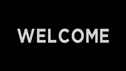 Welcome title animation with glitch text effect for videos, games and cinematic presentations