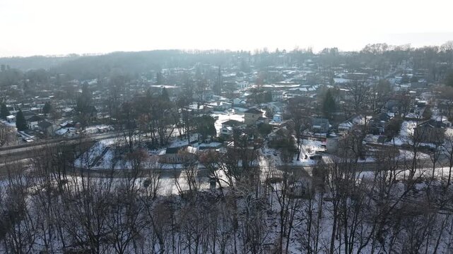 Aerial Winter Drone Views of Paris, Ontario, Canada