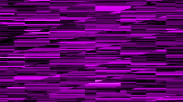 Abstract purple and black horizontal digital blocks pattern with glitch effect motion loop