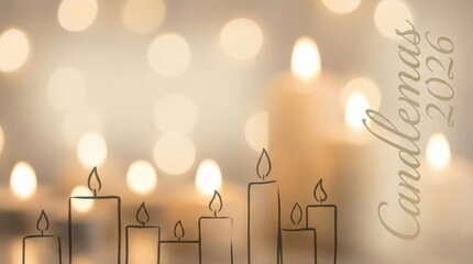 Candlemas 2026 celebration with glowing candles and bokeh lights background
