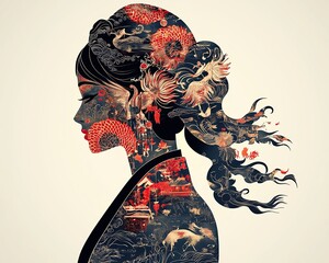 Artistic silhouette depicting cultural elements.