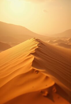 Golden Sand Dunes Amidst the Sahara Desert Evoking Mystical Impressions of Endlessness and Solitude