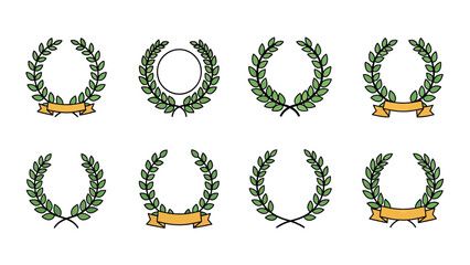 Laurel Wreath Collection with Ribbon Accents for Awards and Achievements