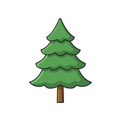 Fototapeta premium A vibrant green pine tree stands tall, symbolizing nature's beauty in a minimalist design
