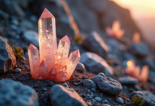 Radiant Quartzite Crystals Emerging from Earth Exotic Geology Rich Minerology