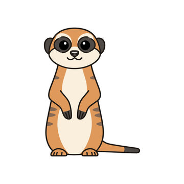Cartoon meerkat standing upright with a friendly expression against a plain white background