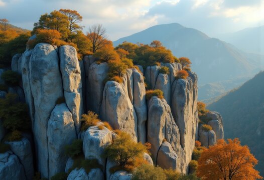 Rugged Outcrop Rock Formation Exemplifying Natural Geologic Patterns and Forms