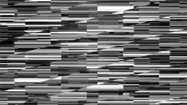 Abstract white and black horizontal digital blocks pattern with glitch effect motion loop