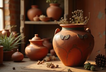 Terracotta Reddish Brown Clay Sculpture Artistic Edition Crafting Mastery