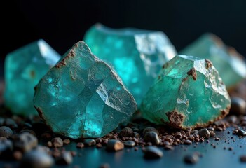 Turquoise Blue Green Copper Mineral Abstract Composition Vibrant Glow Raw Elements