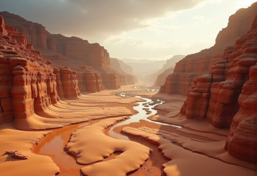 Wadi Dry Riverbed Sandstone Currents Mystery Urban Arid Scene Desert Landscape Patterns