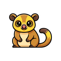 Fototapeta premium Cute cartoon animal character with large eyes and a playful expression, sitting on a white background