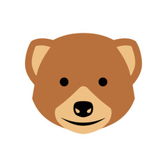 Obraz premium Cute cartoon bear face illustration with a friendly expression on a plain background