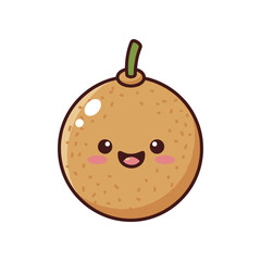 Obraz premium Cute cartoon illustration of a smiling melon character with a bright green stem