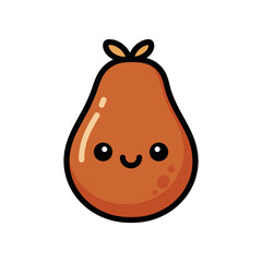 Fototapeta premium Cute cartoon pear character with a smiling face, showcasing a playful design on a white background