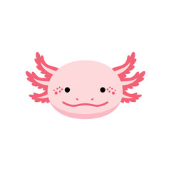Naklejka premium Cute pink axolotl with feather-like gills swimming in a serene aquatic environment