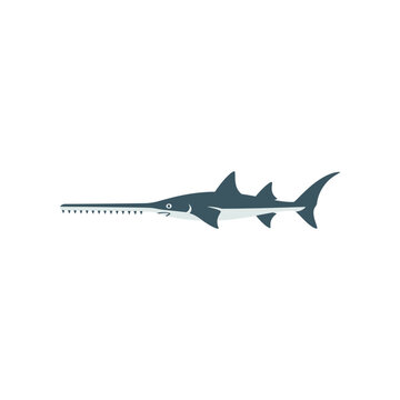Illustration of a sawfish swimming gracefully in a serene underwater environment