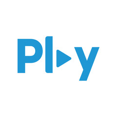 Playful logo design featuring a dynamic play button symbolizing creativity and entertainment