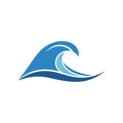 Stylized blue ocean wave symbolizing motion and energy, suitable for water-related themes © Sugar