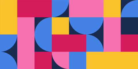 Abstract creative background, web banner with simple flat geometric shapes. Abstract geometric color shapes composition. Vector color illustration in flat style.