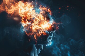 Vivid Mind Flame Imagery Revealing Powerful Burning Emotions and Silhouettes in Artistic Expression