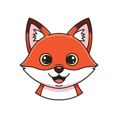 Obraz premium Cartoon fox character with large eyes and a cheerful expression on a white background