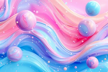 Abstract Pastel Pink Swirl Effect With Flowing Iridescent Shades In Soft Color Combinations Design