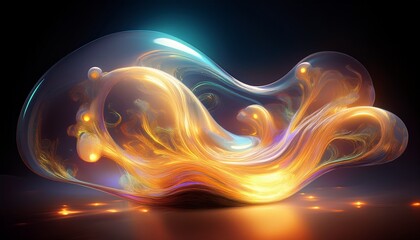 fluid dreams an ethereal glowing plasma sculpture in the dark a marvel of digital art with soft warm