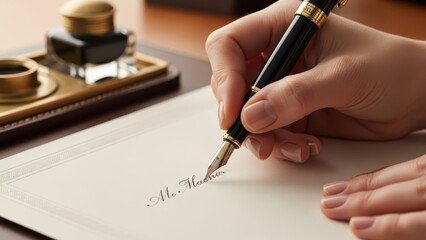 Elegant handwritten letter with a fountain pen.