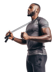African-American Man Holding Jump Rope Illustration Representing Fitness, Exercise, and Healthy Lifestyle