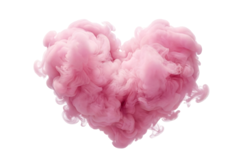 Pink Heart Shaped Cloud Formation Floating on transparent background - Abstract Swirls, Soft Texture, Elegant Design