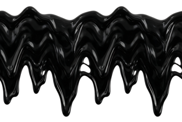 Abstract Black Liquid Flowing Waves, Glossy Dark Fluid Texture, Dripping Oil or Syrup, Dynamic Wavy Pattern
