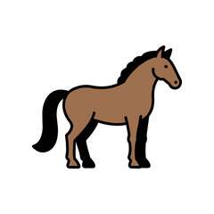 Obraz premium A brown horse standing upright in a minimalist style against a white background, ideal for educational use