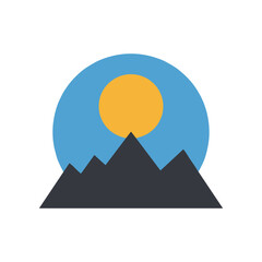 A vibrant landscape featuring mountains under a bright sun with a clear blue sky, ideal for nature themes © dinny