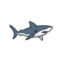 Obraz premium Cartoon illustration of a shark swimming in an ocean, showcasing its features and movement