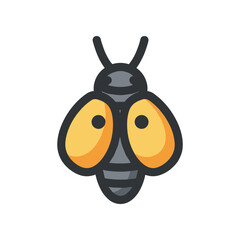 Obraz premium Cartoon representation of a bee with distinct yellow and black features on a white background