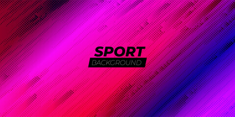 Fototapeta premium Color halftone dots pattern with gradient grunge texture. Pop art comic style dotted background. Vector illustration for sport posters, banners, overlays, retro design and dynamic graphic layouts.