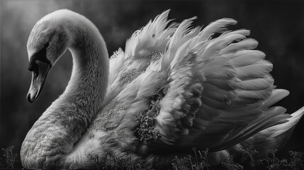 Silent Grace  Gritty Swan in Black and White
