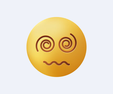 Emoji Spiral Eyes Face 3D vector illustration. Dizzy emoticon, spiral eyes yellow emoji smile. Hypnosis, disorientation